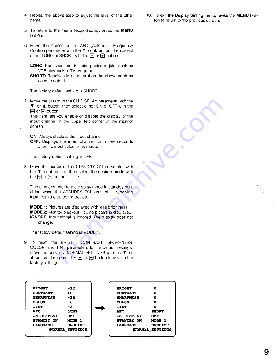 Panasonic WVCM1420 - COLOR MONITOR Operating Instructions Manual Download Page 9