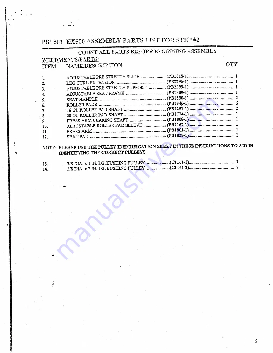 ParaBody PBF501 Assembly Instructions Manual Download Page 6