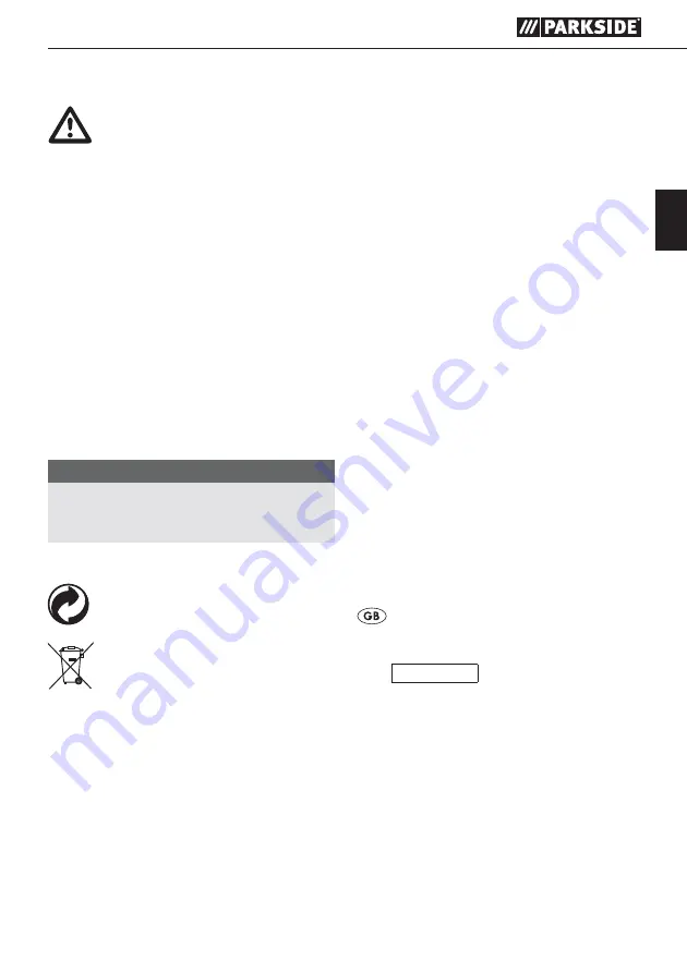 Parkside 103262 Translation Of The Original Instructions Download Page 43