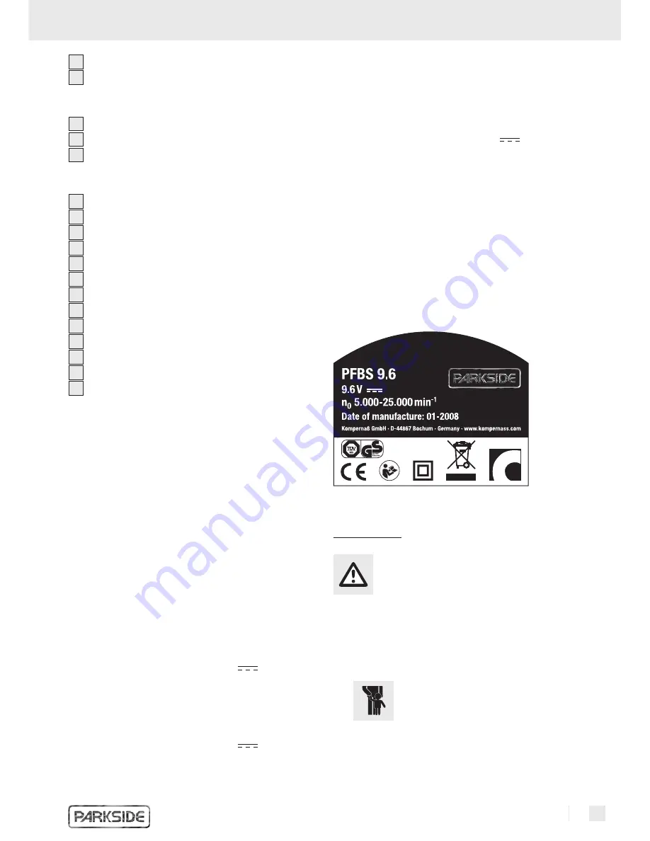 Parkside PFBS 9.6V Operating And Safety Instructions Manual Download Page 5