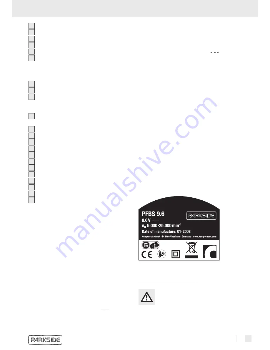 Parkside PFBS 9.6V Operating And Safety Instructions Manual Download Page 13