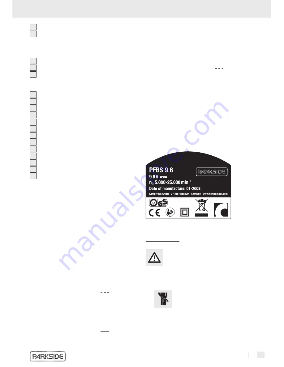 Parkside PFBS 9.6V Operating And Safety Instructions Manual Download Page 29