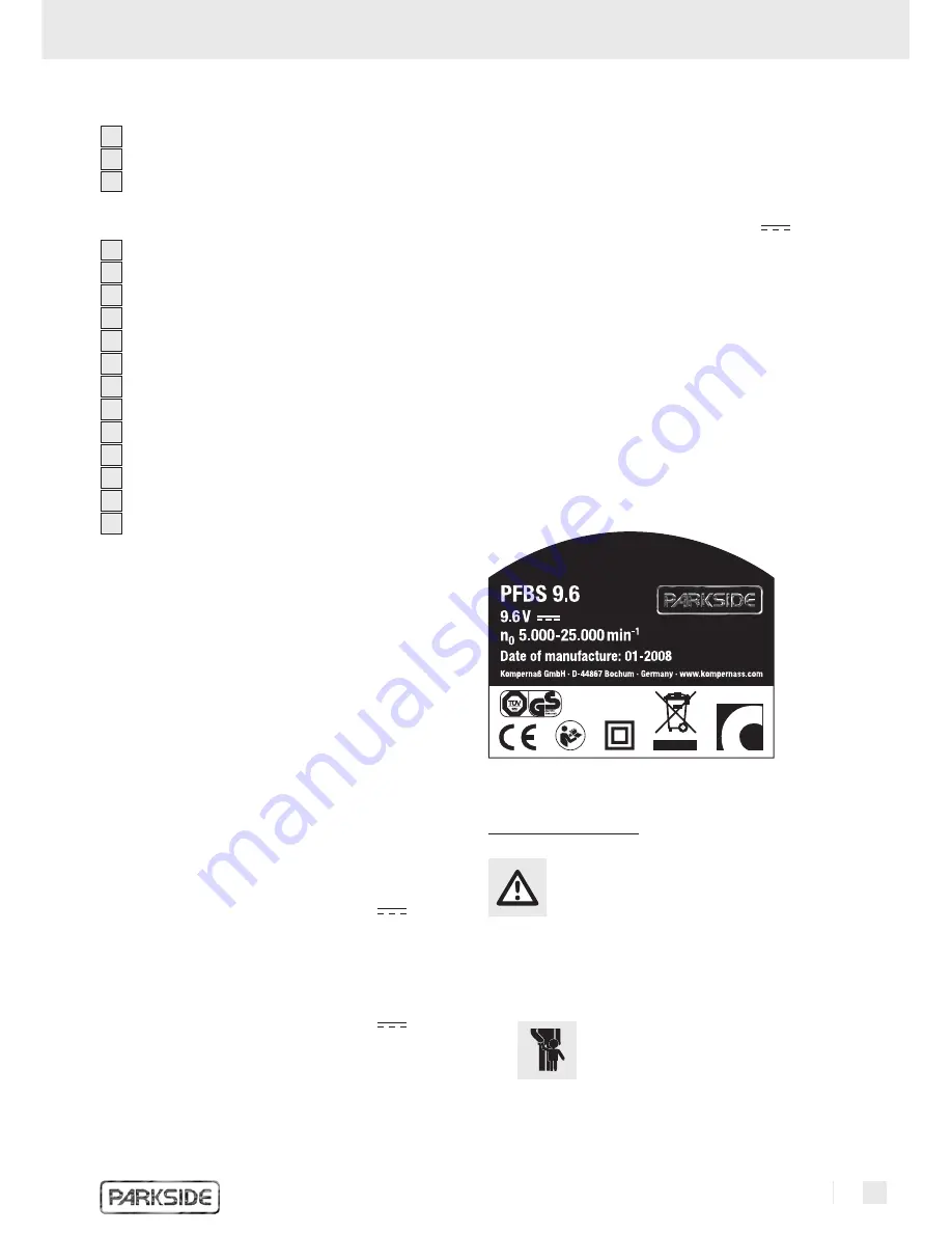 Parkside PFBS 9.6V Operating And Safety Instructions Manual Download Page 37