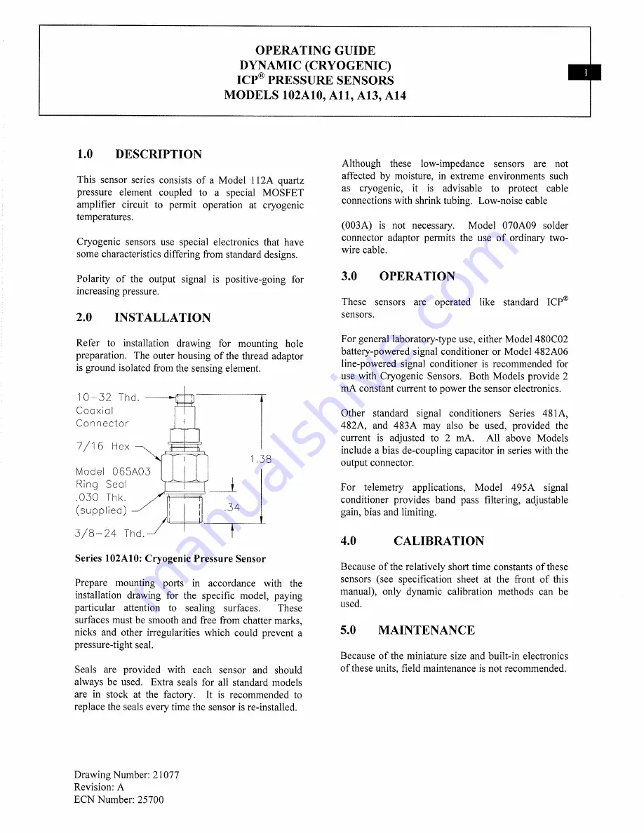 PCB Piezotronics 102M81A Installation And Operating Manual Download Page 6