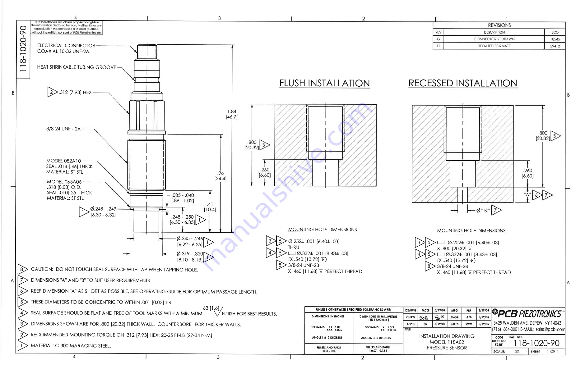 PCB Piezotronics 118A02 Installation And Operating Manual Download Page 11