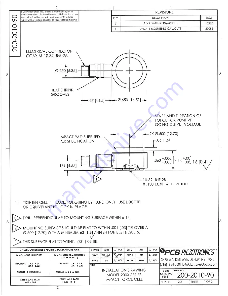 PCB Piezotronics 200B01 Installation And Operating Manual Download Page 17