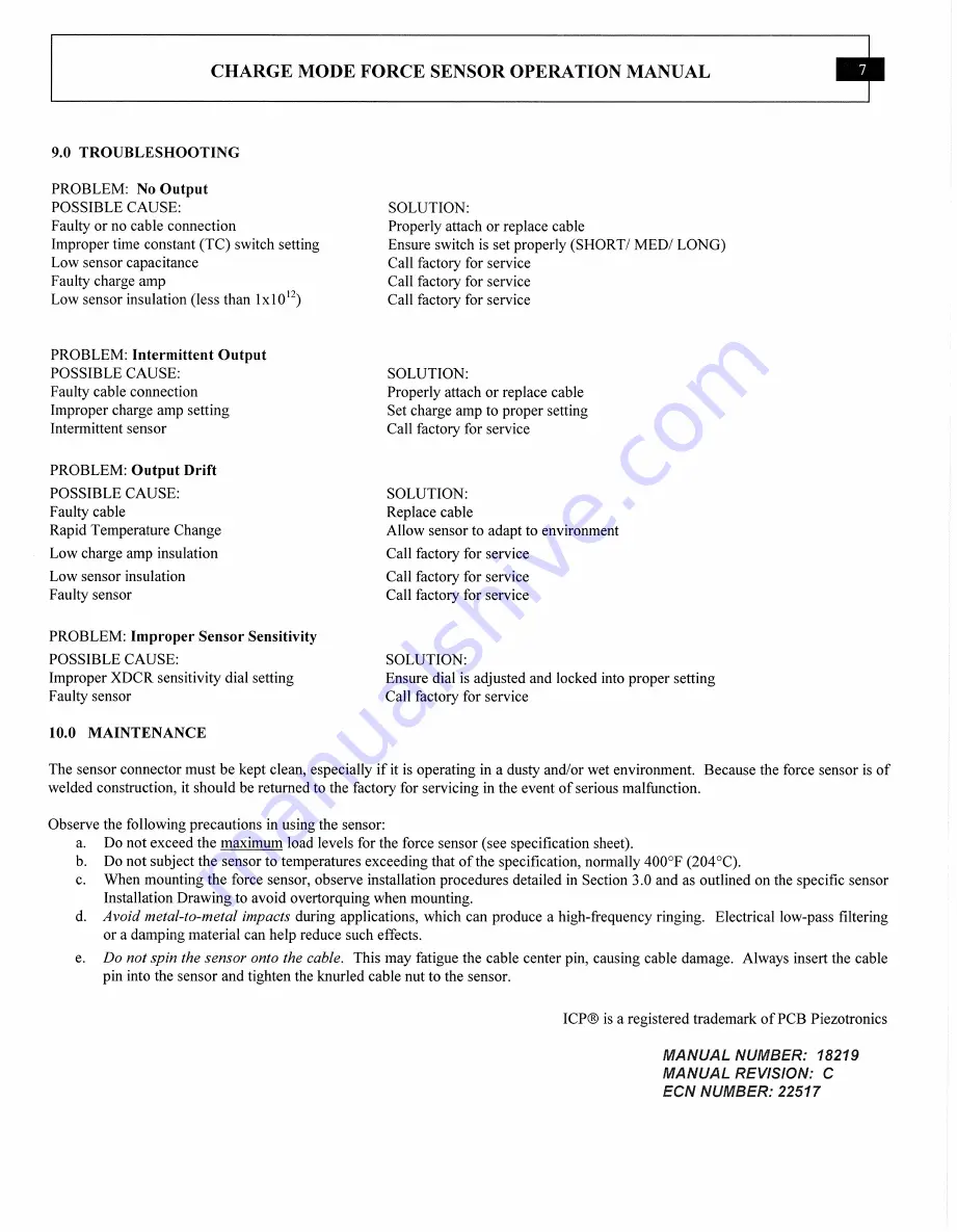 PCB Piezotronics 219A05 Скачать руководство пользователя страница 12