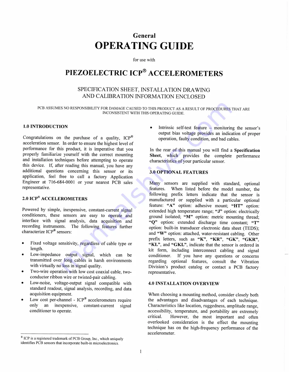 PCB Piezotronics M351B14 Installation And Operating Manual Download Page 6