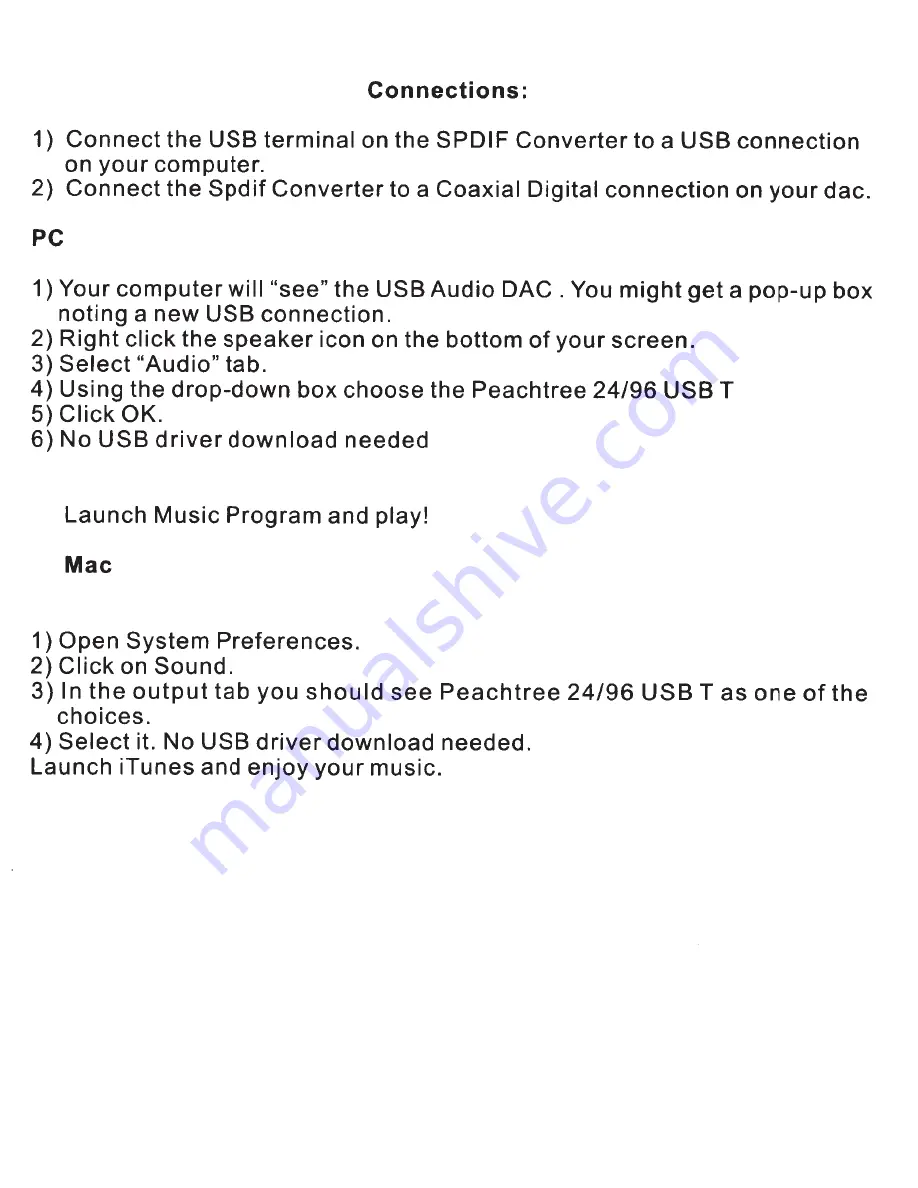 Peachtree Audio t1 Quick Manual Download Page 2