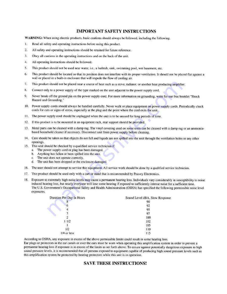 Peavey Bassist Operating Manual Download Page 18