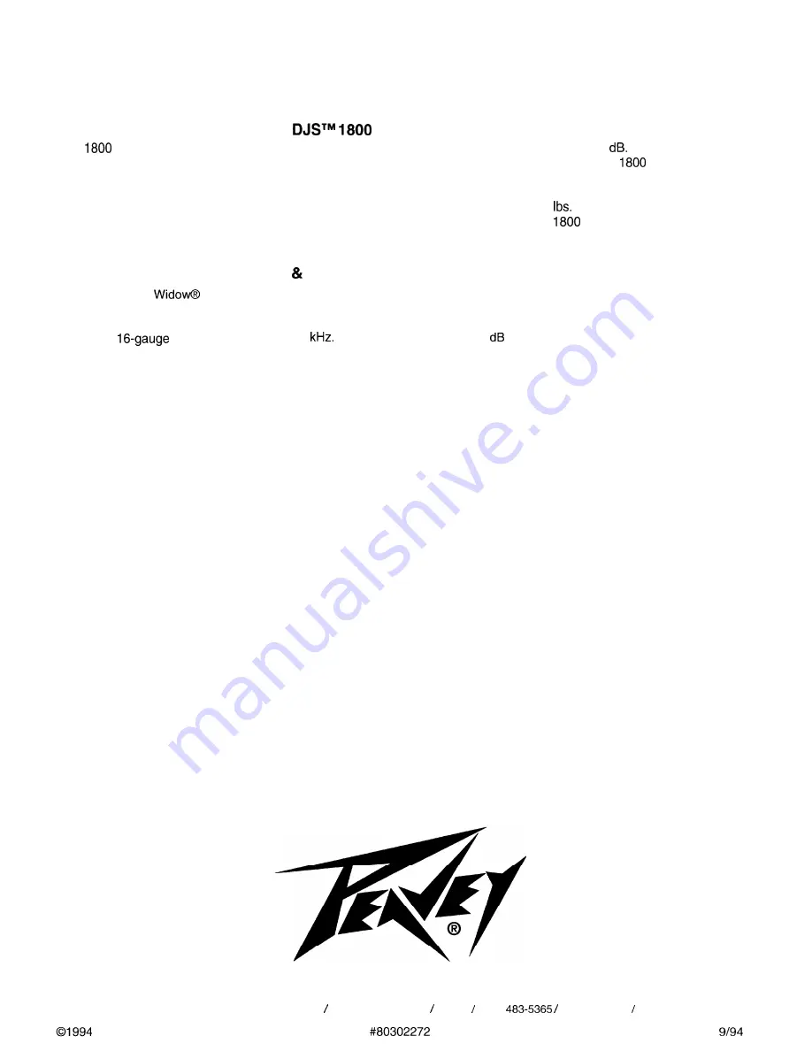 Peavey DJS 1800 Specifications Download Page 4