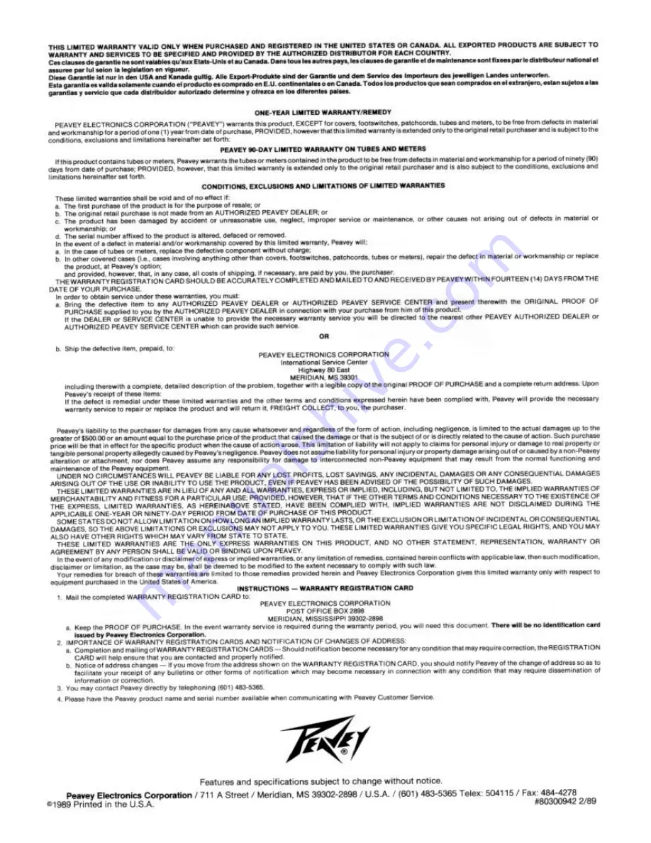 Peavey HKS 12 User Manual Download Page 4