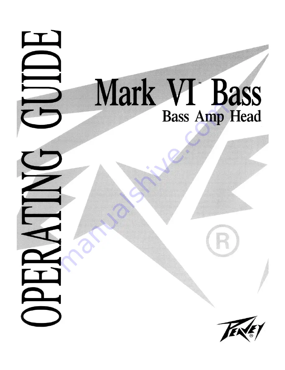 Peavey Mark VI Bass Owner'S Manual Download Page 1