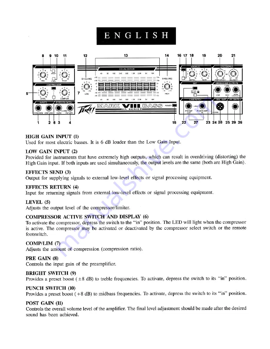 Peavey Mark VIII Series Bass XP Скачать руководство пользователя страница 3