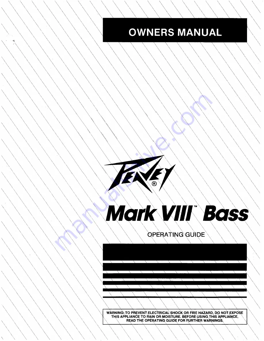 Peavey Mark VIII Series Bass Owner'S Manual Download Page 1