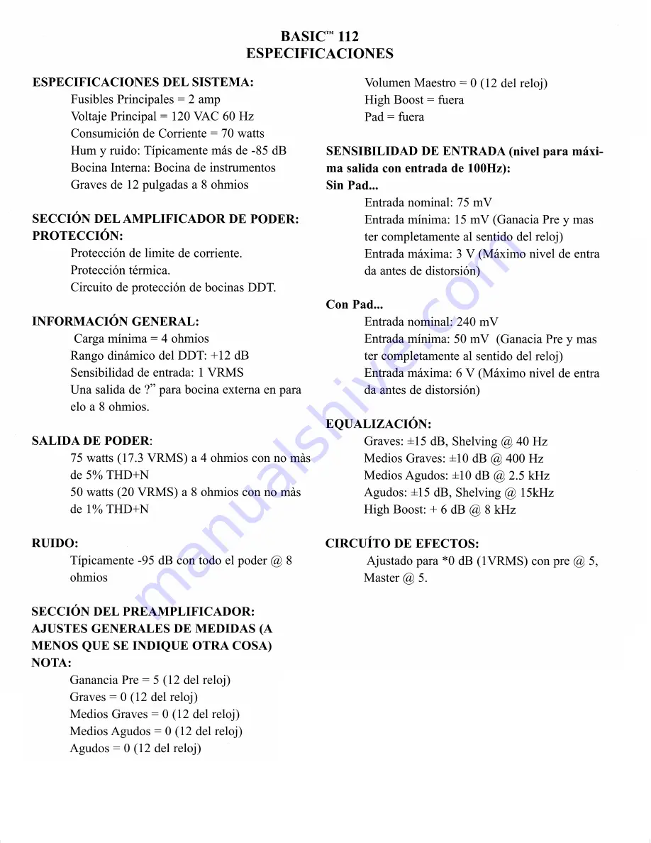 Peavey Minx 110 Operating Manual Download Page 16