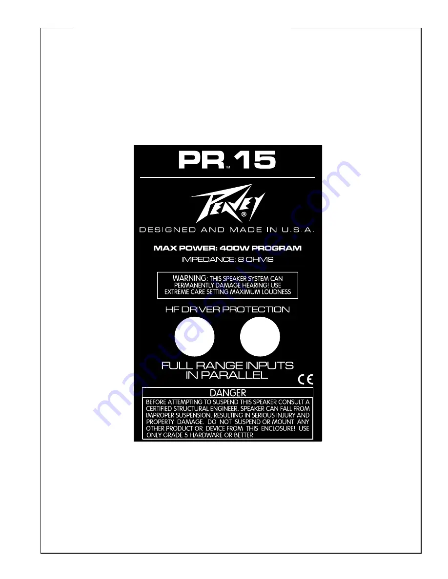 Peavey PR 15 Скачать руководство пользователя страница 3