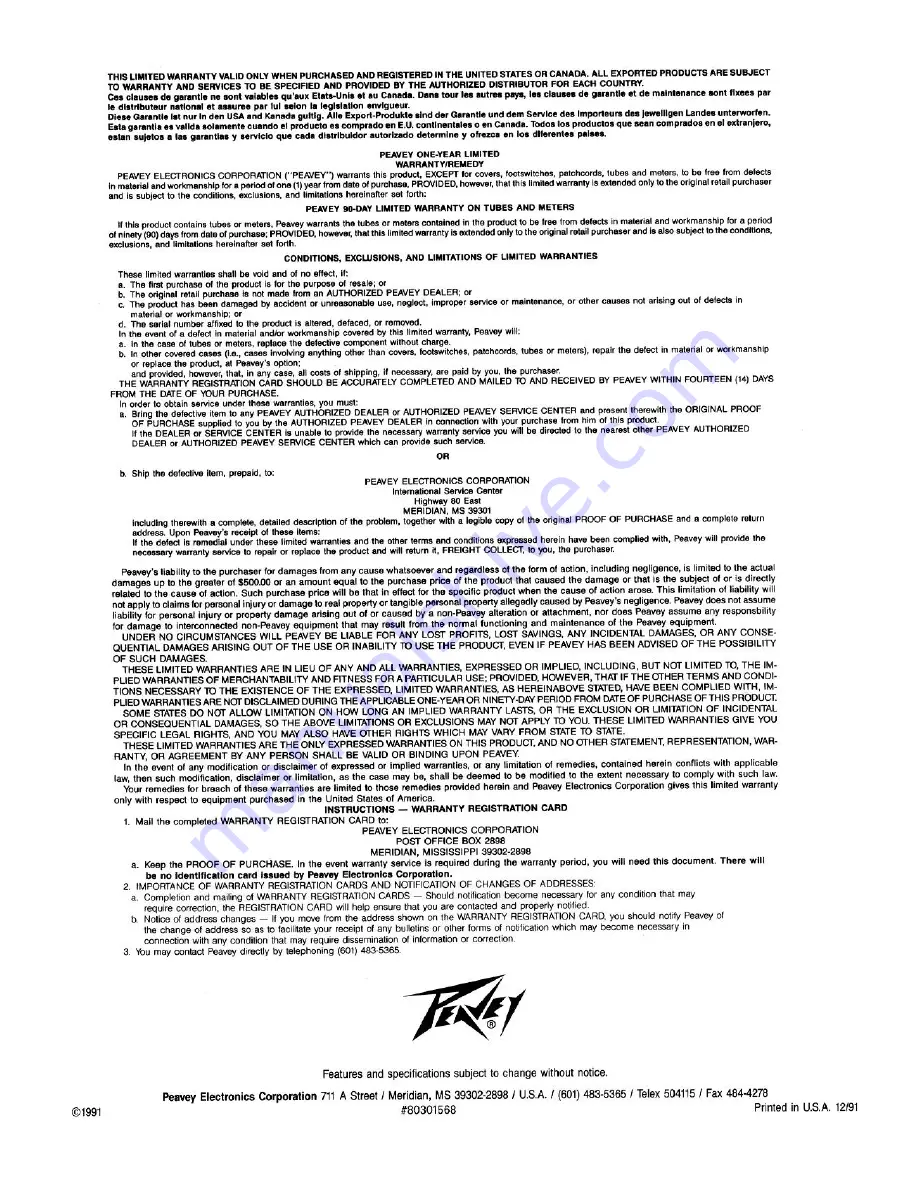 Peavey ProSys 115HC User Manual Download Page 4