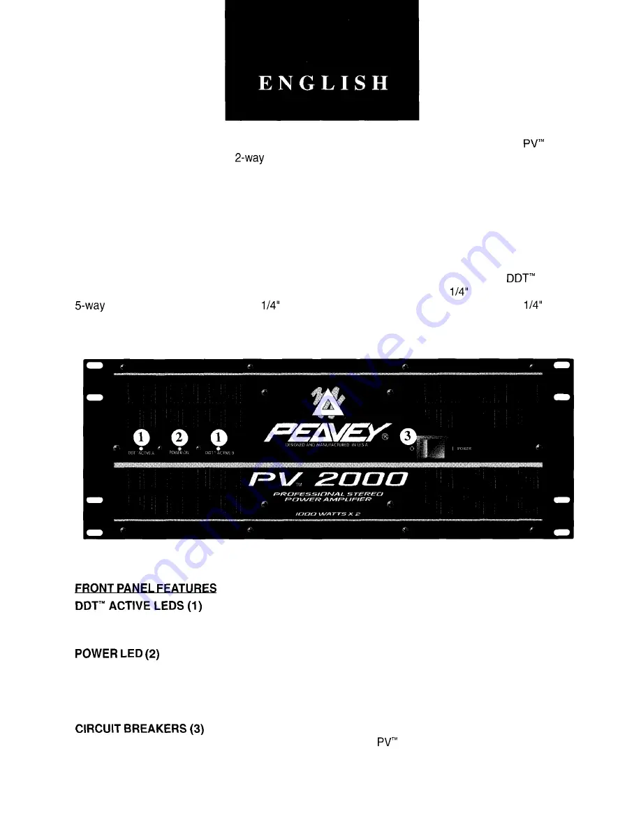 Peavey PV 2000 Скачать руководство пользователя страница 3