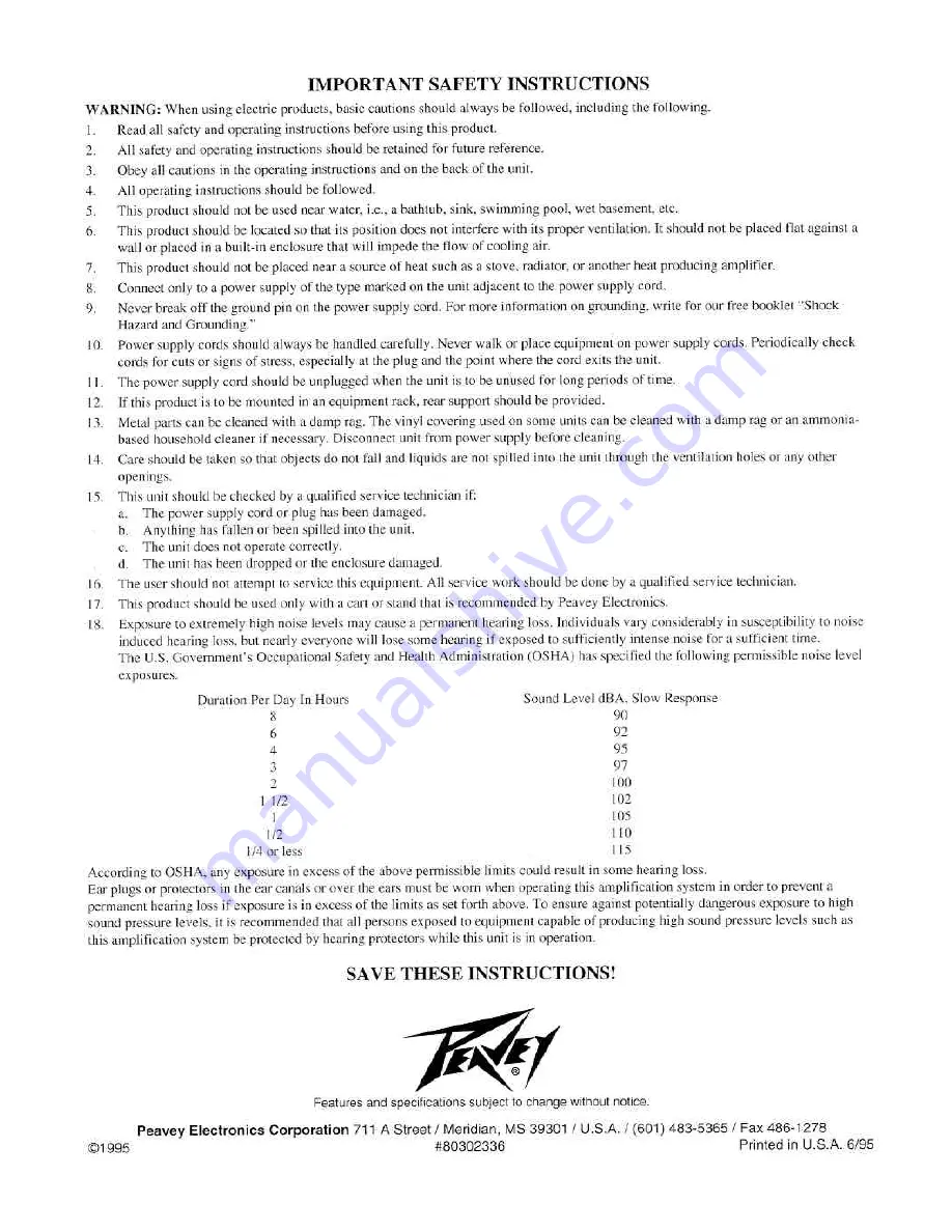 Peavey Q 131 Operating Manual Download Page 12