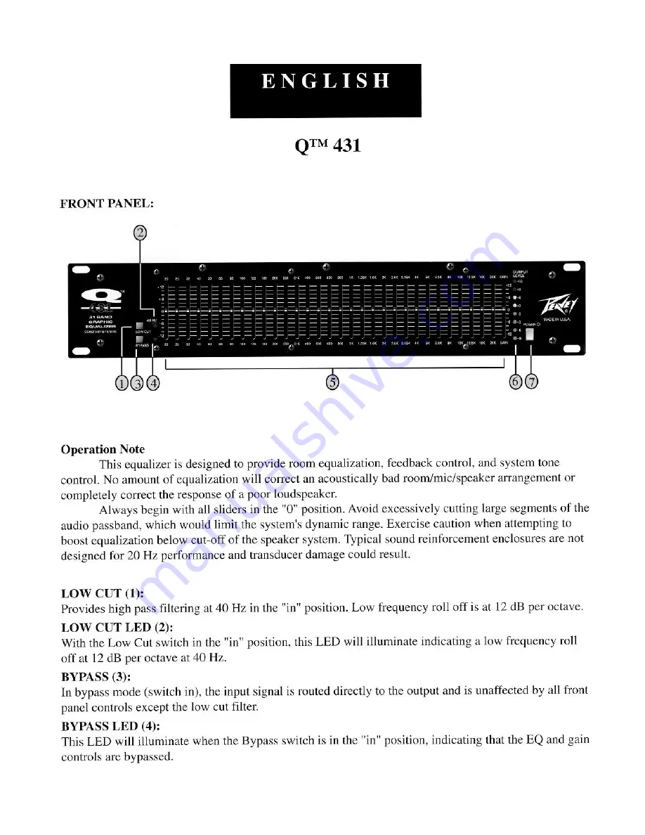 Peavey Q431 Operating Manual Download Page 3