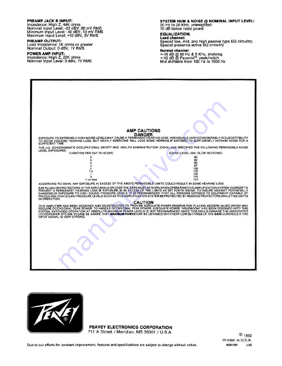 Peavey Renown Operating Manual Download Page 6