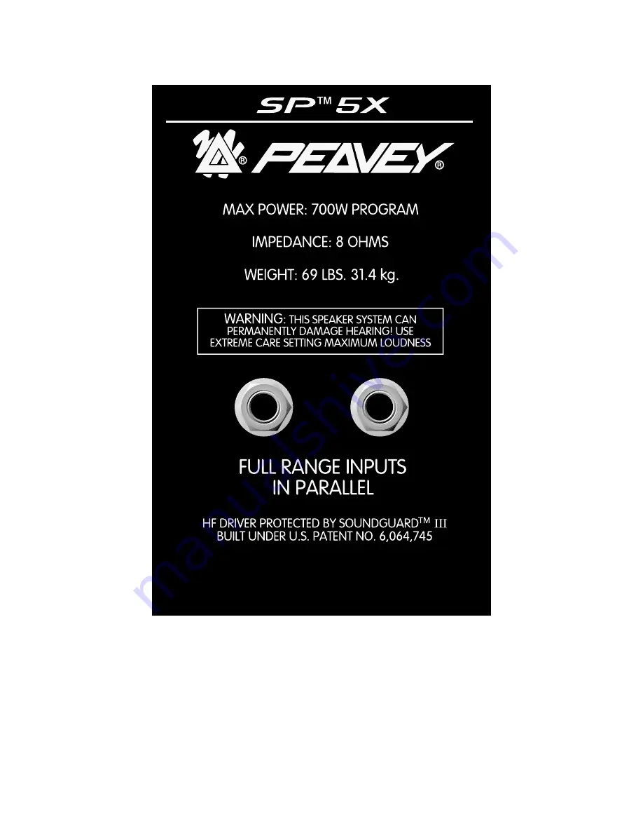 Peavey SP 5X Скачать руководство пользователя страница 3