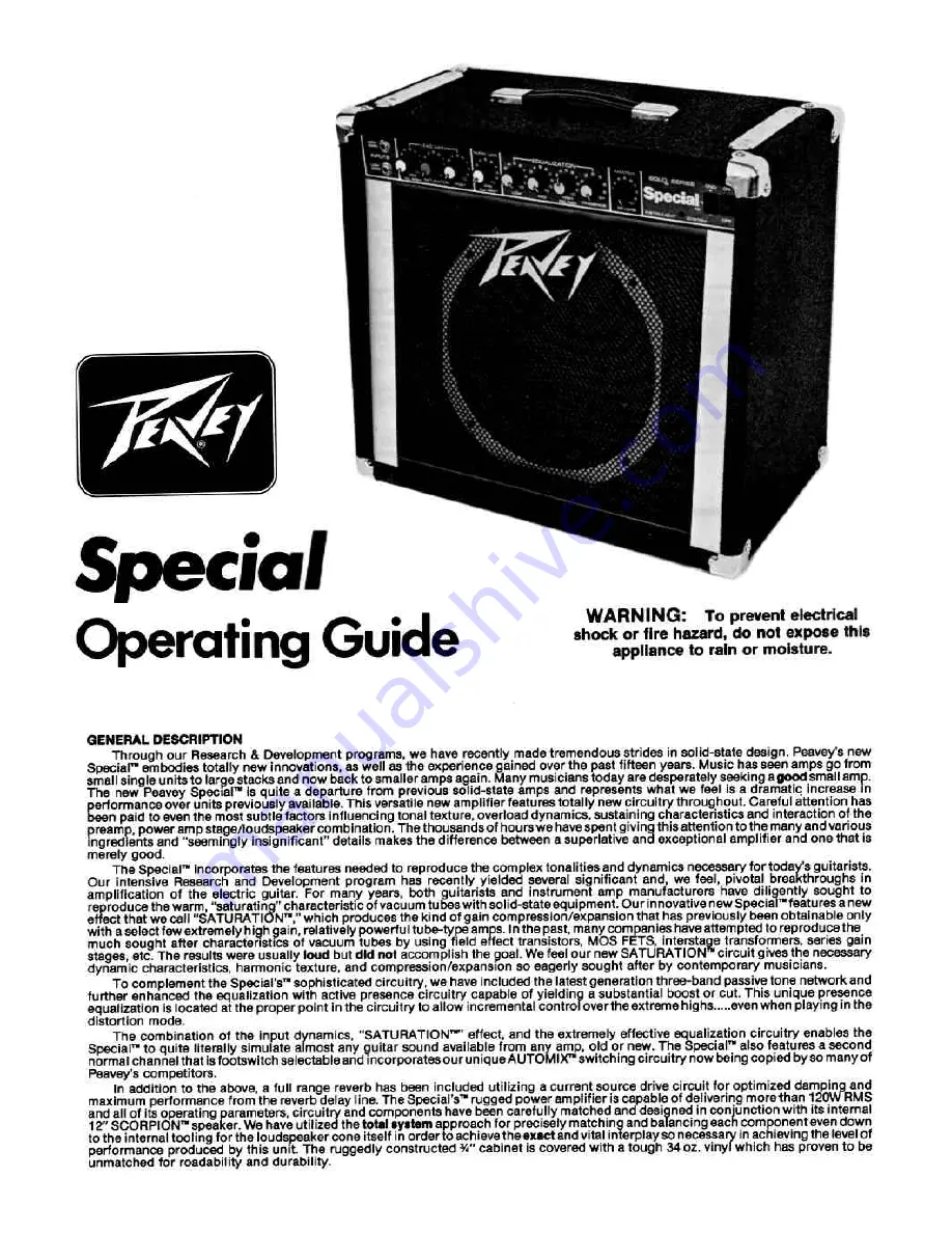 Peavey Special Скачать руководство пользователя страница 1