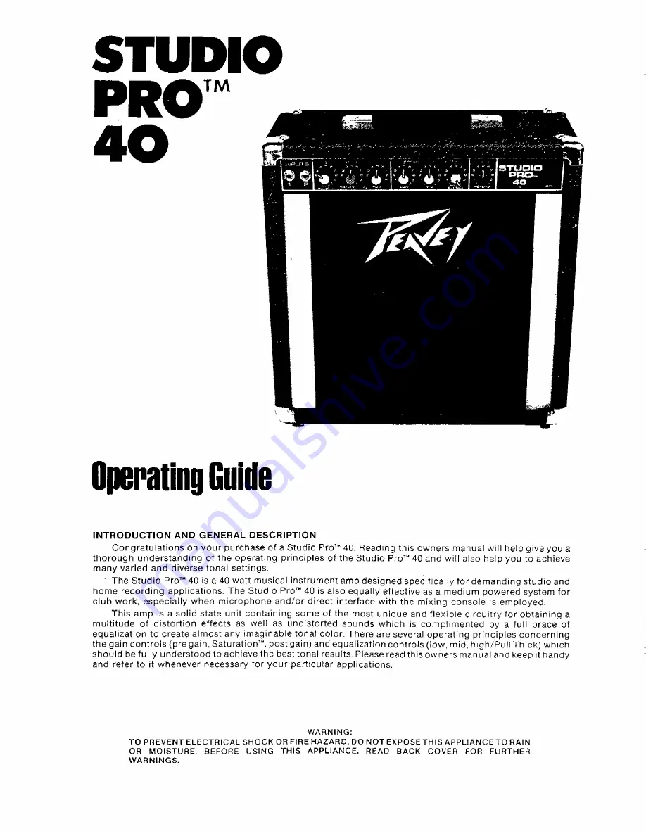 Peavey StudioPro 40 Скачать руководство пользователя страница 1