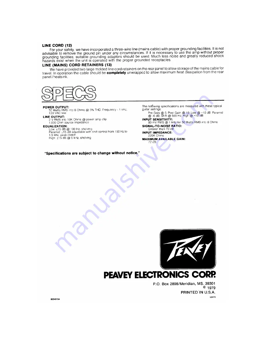 Peavey TNT Скачать руководство пользователя страница 4