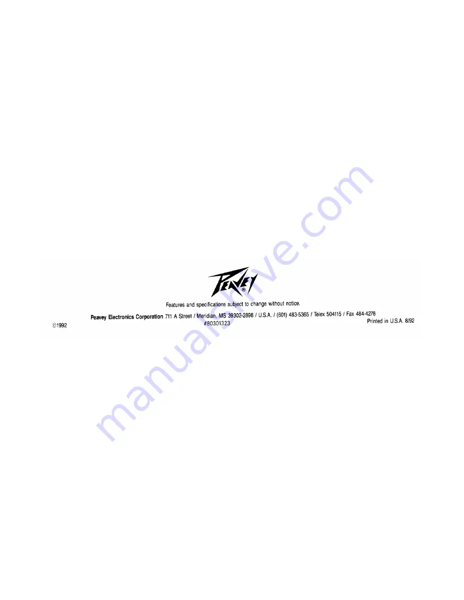 Peavey Triumph TriumphPAG 60 Operating Manual Download Page 20