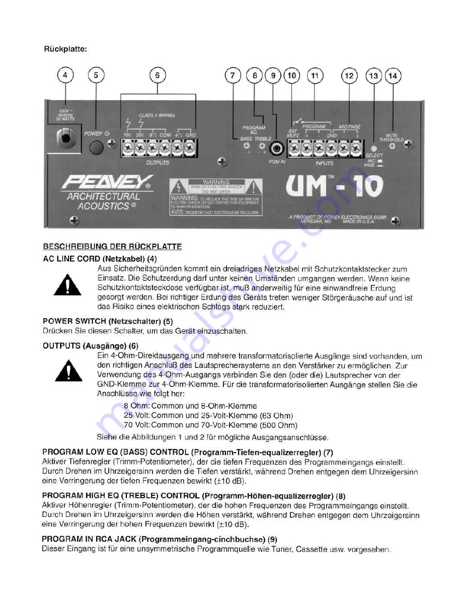 Peavey UM-10 Скачать руководство пользователя страница 17