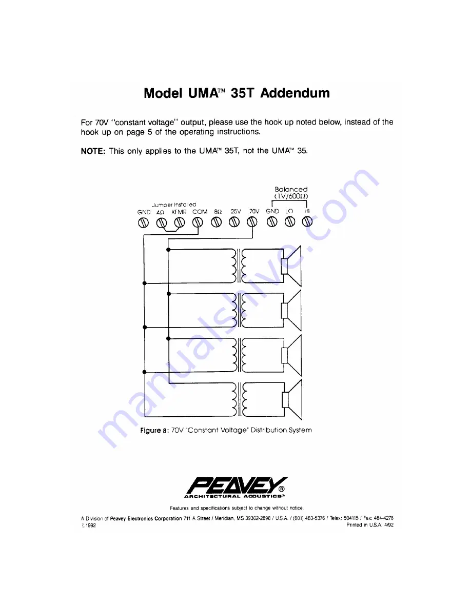 Peavey UMA 35 T Operating Manual Download Page 9