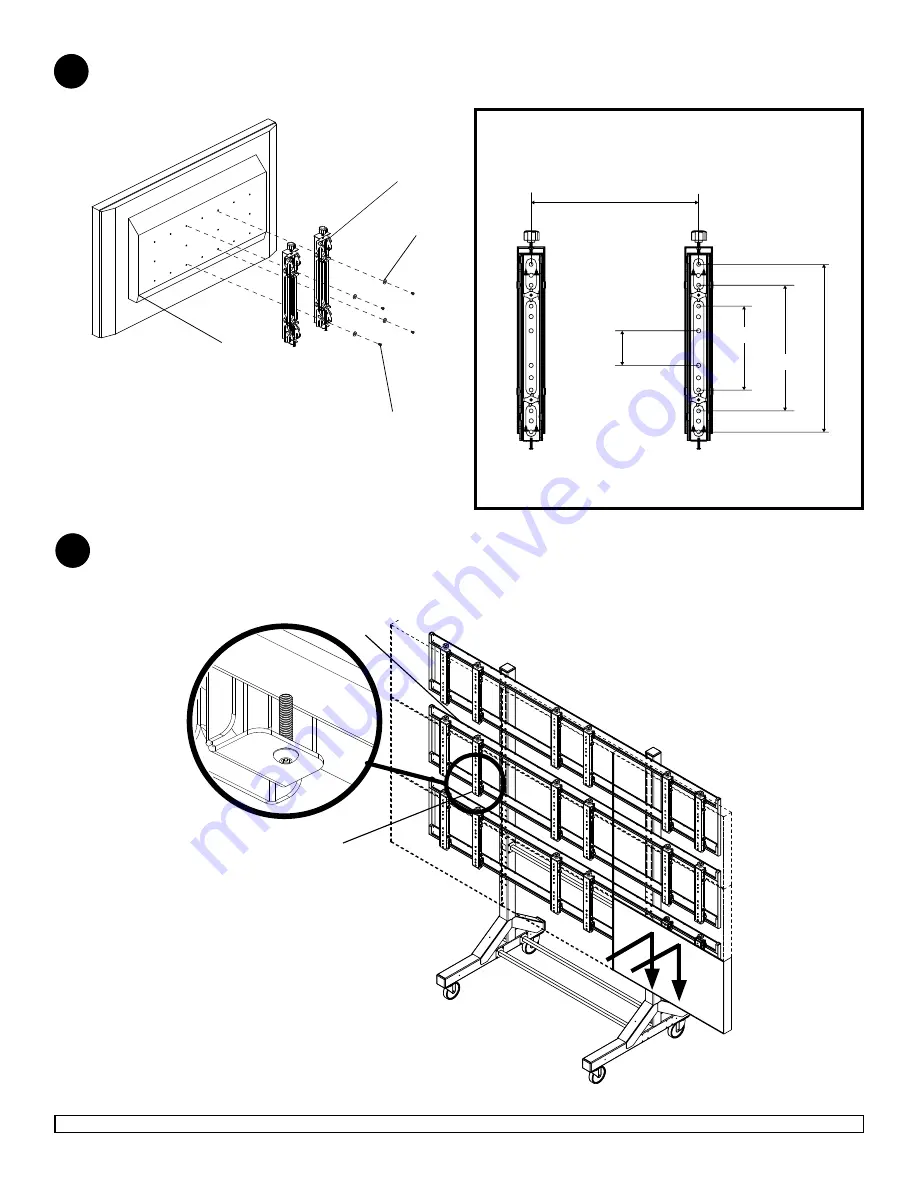 peerless-AV Mobile Videowall Trolley PDVWM 3x3 46 55 L Installation And Assembly Manual Download Page 10