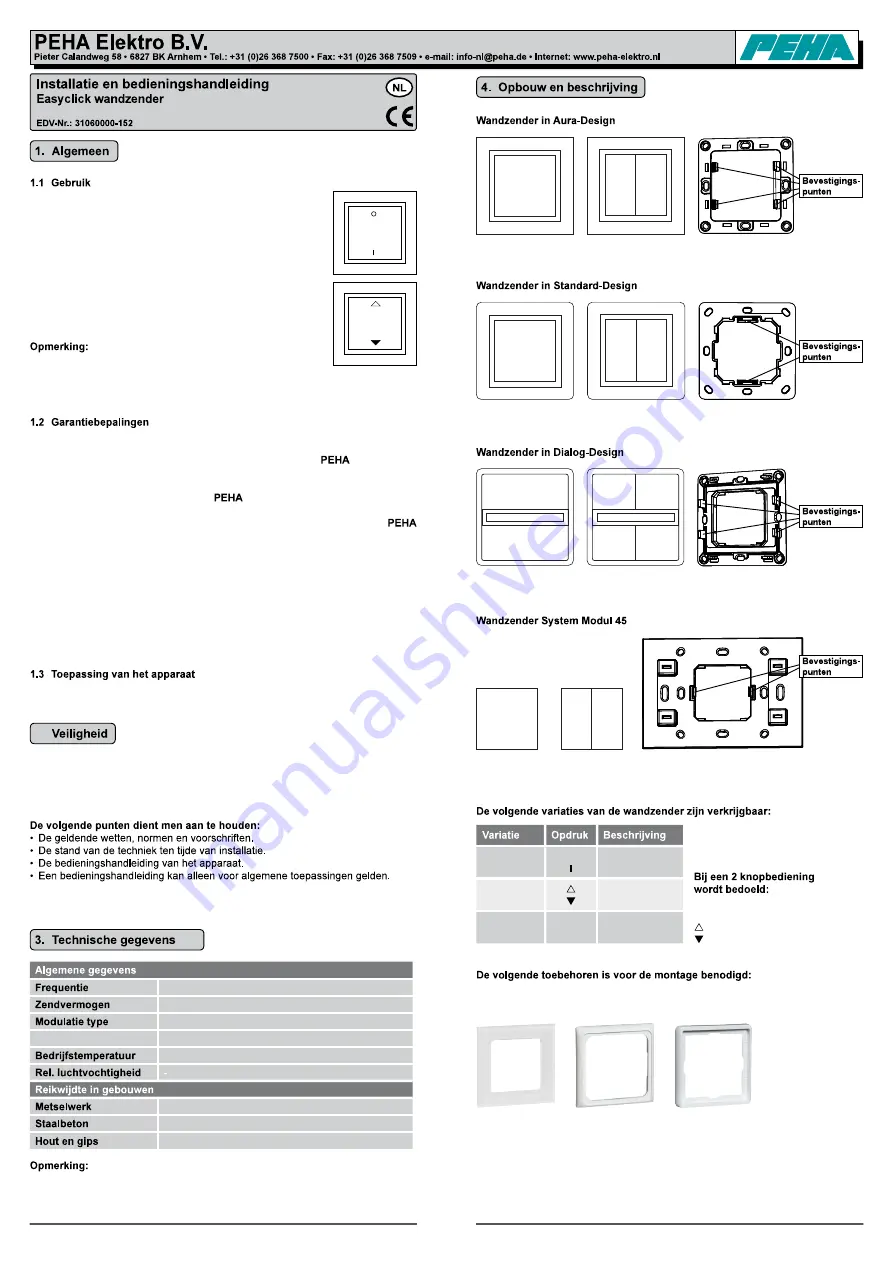 PEHA Enocean Easyclick 31060000-152 Скачать руководство пользователя страница 5