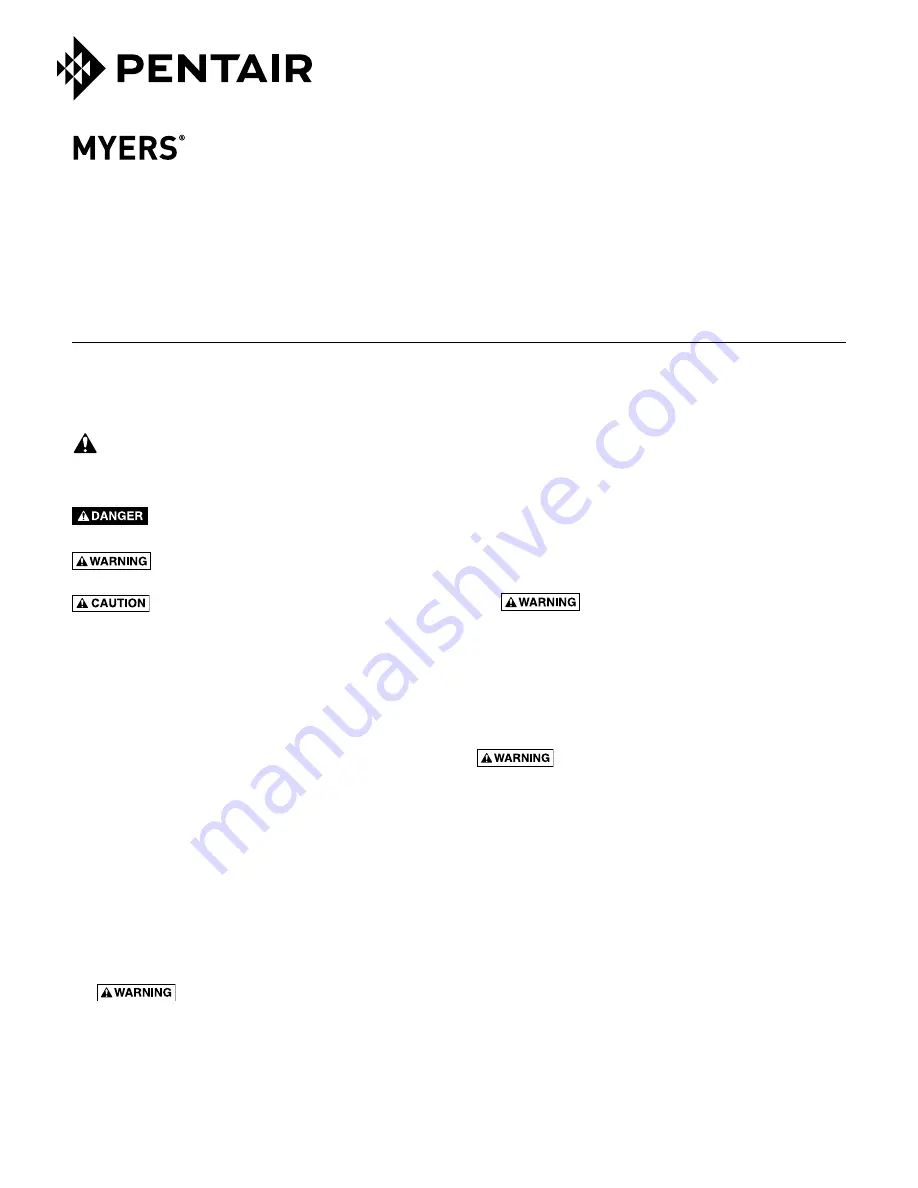 Pentair M37 Series Installation, Operation & Parts Manual Download Page 1