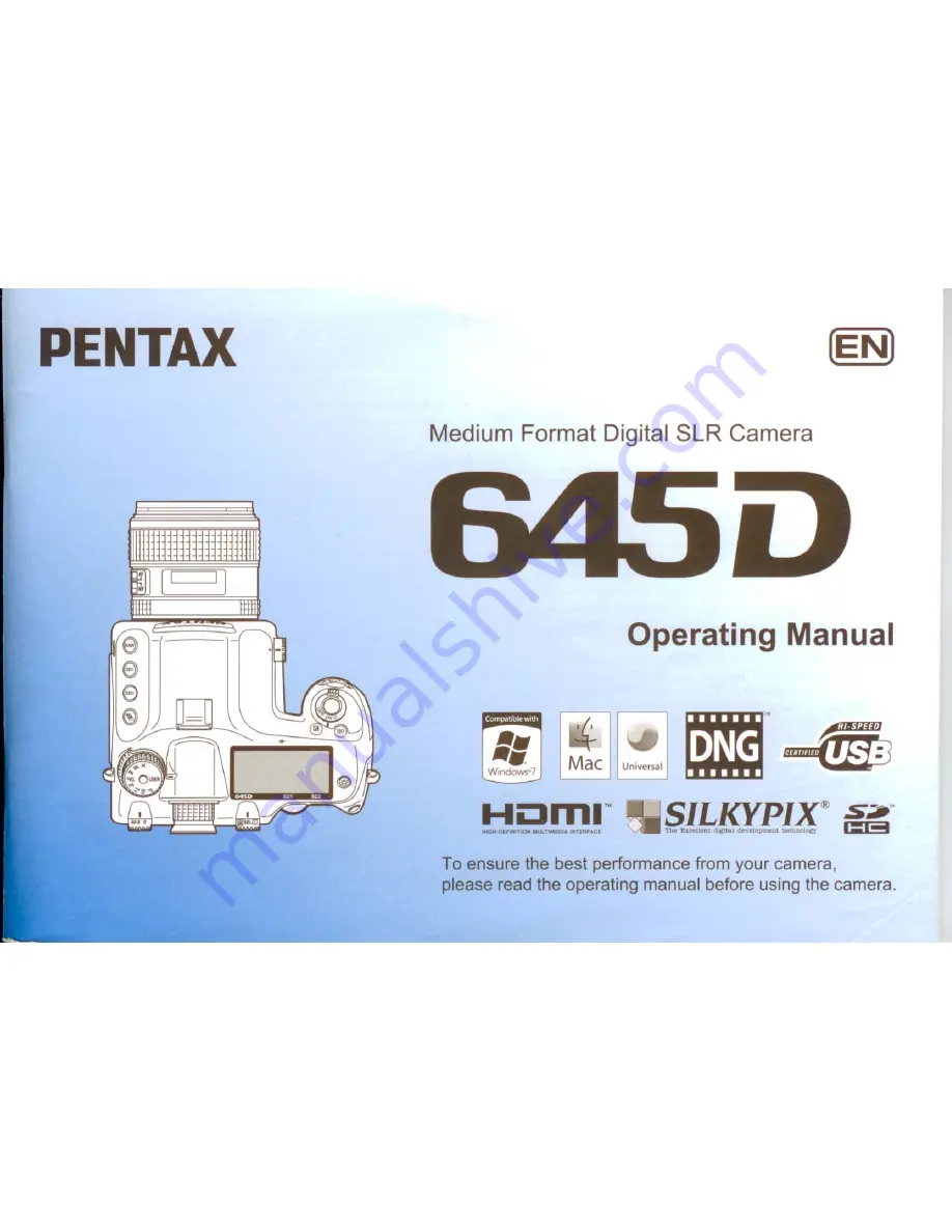 Pentax 645D Operation Manual Download Page 1