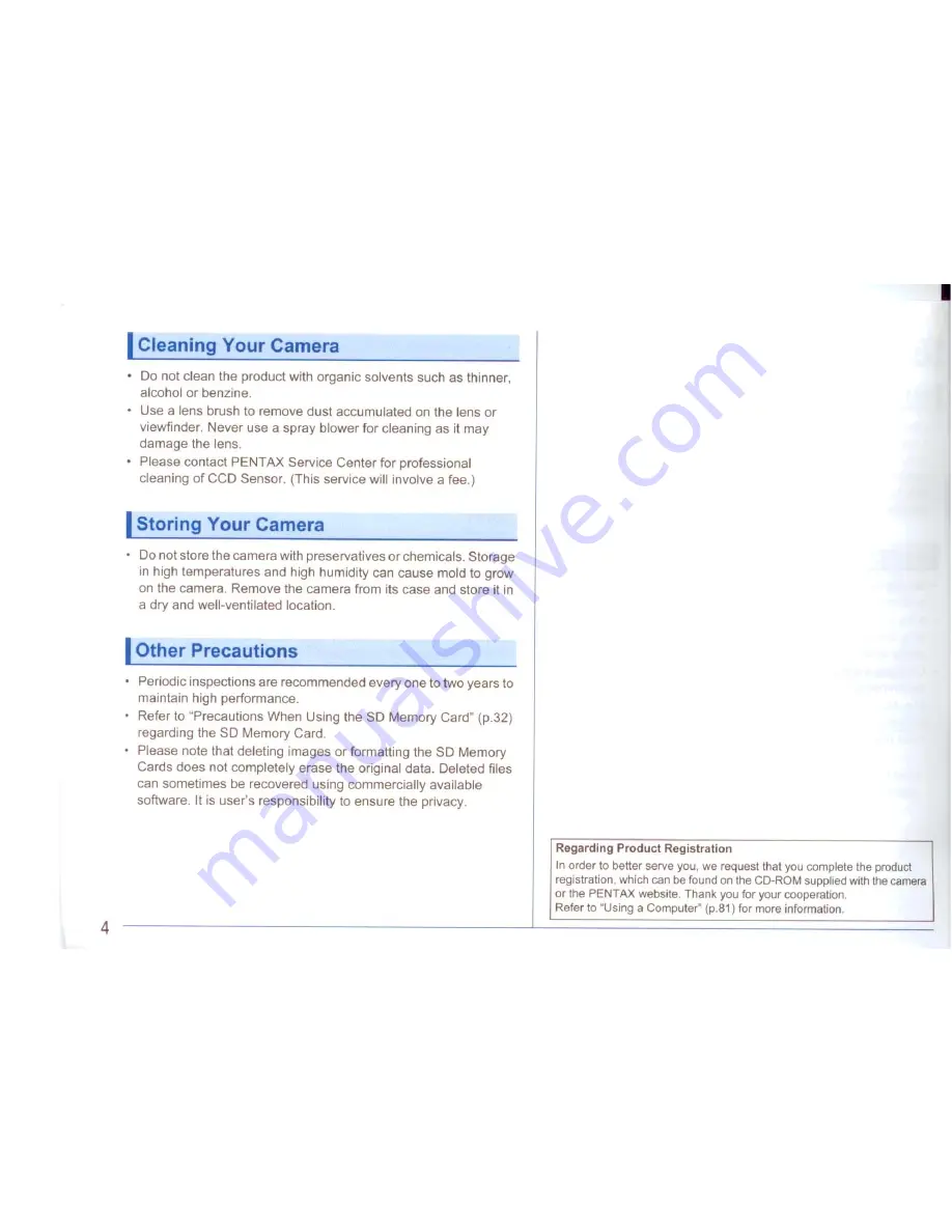 Pentax 645D Operation Manual Download Page 6