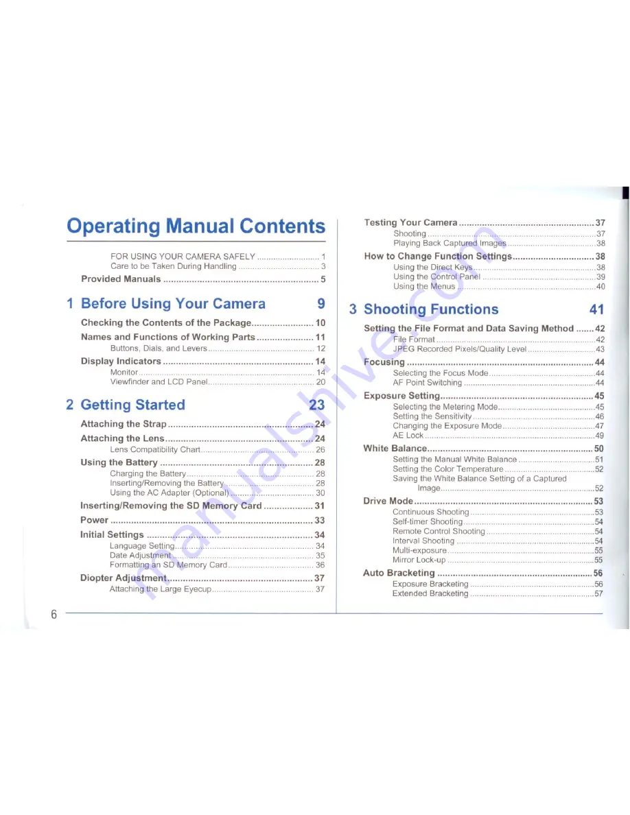 Pentax 645D Operation Manual Download Page 8