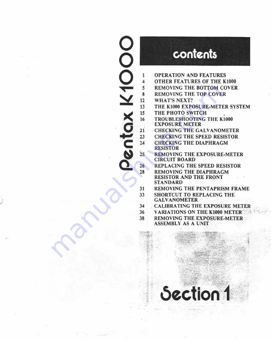 Pentax K1000 - K1000 Manual Download Page 2