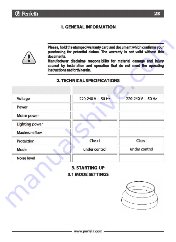 Perfelli DNS 6383 B 750 LED Strip User Manual Download Page 23