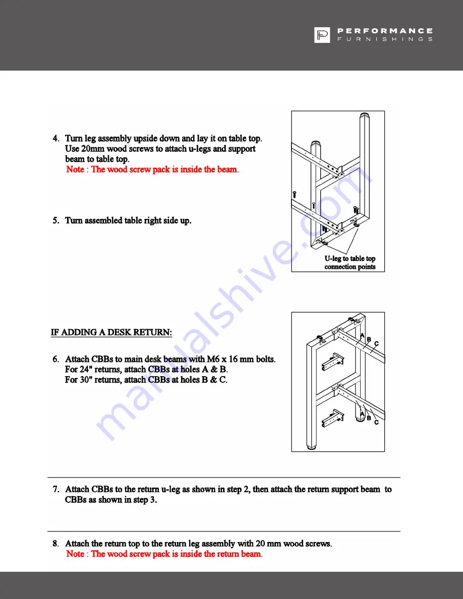 Performance Furnishings PLTLEG-U-24NB41H R2 Скачать руководство пользователя страница 2