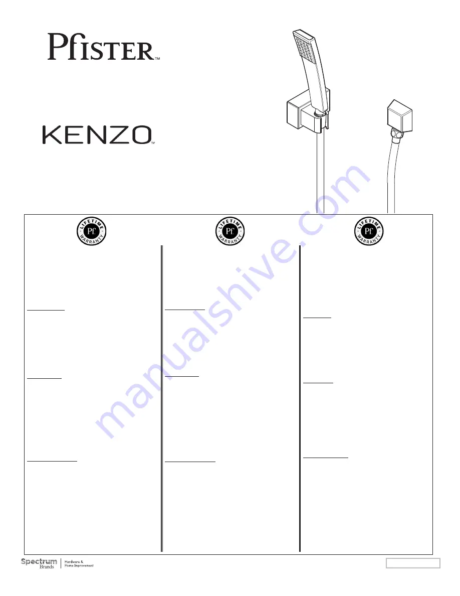 Pfister Contempra 016-NC1 Quick Installation Manual Download Page 7