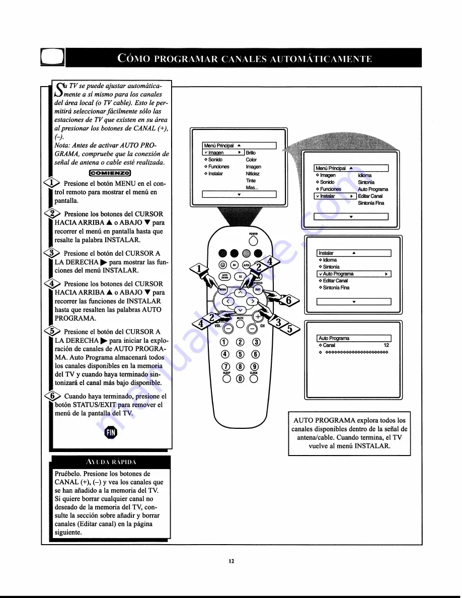 Philips 13-COLORTV (Spanish) Instrucciones De Uso Download Page 12