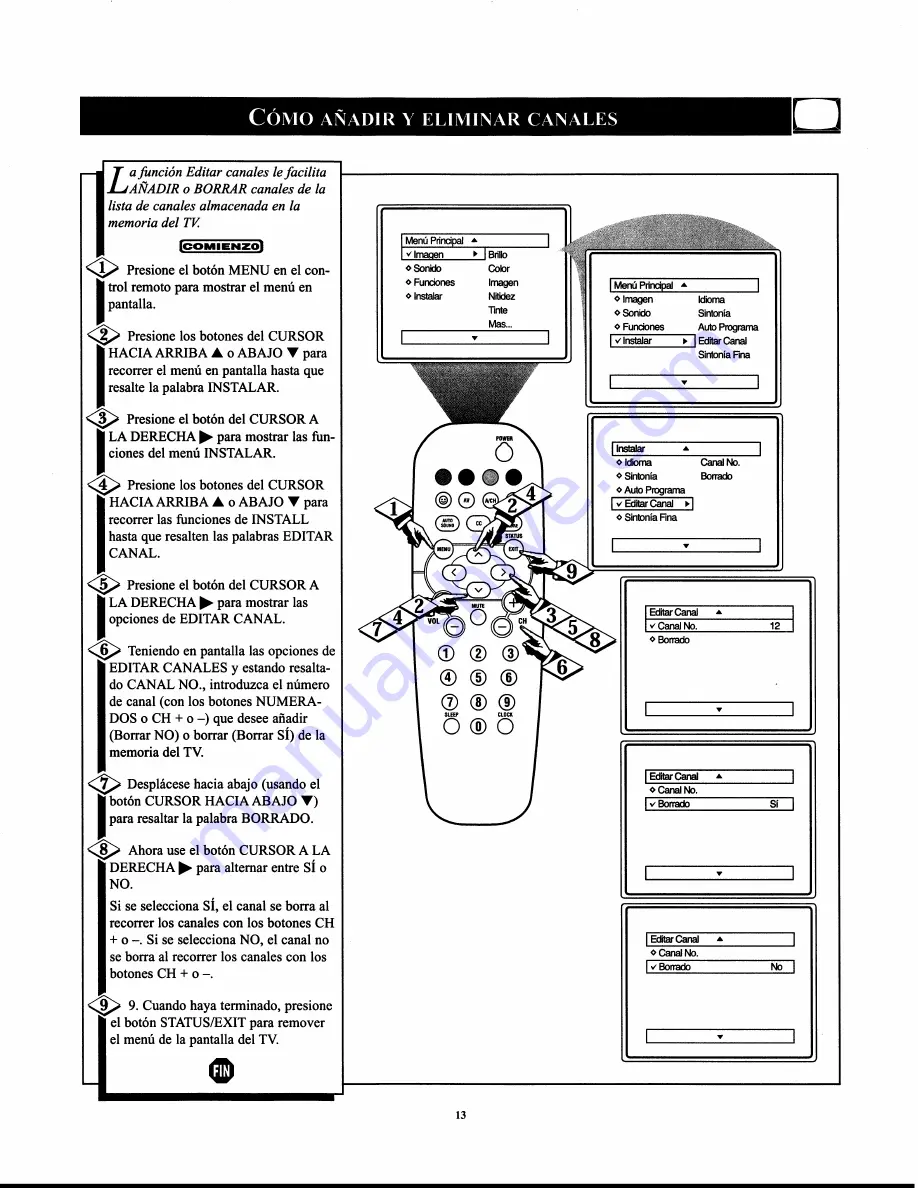 Philips 13-COLORTV (Spanish) Instrucciones De Uso Download Page 13