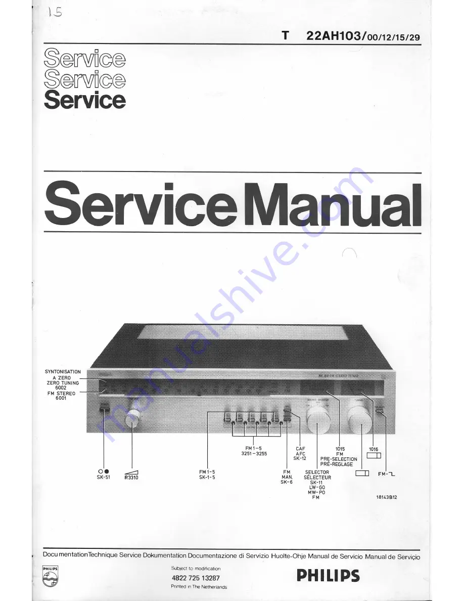 Philips 22AH103/00 Service Manual Download Page 1