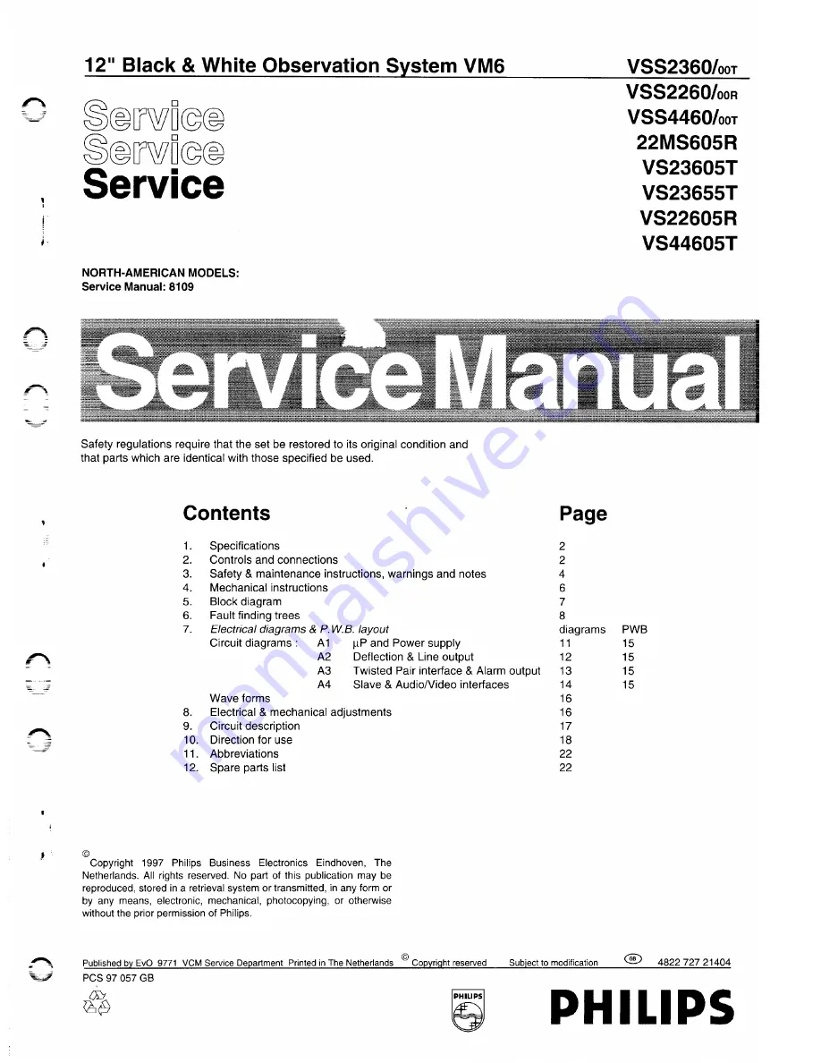 Philips 22MS605R Service Manual Download Page 1