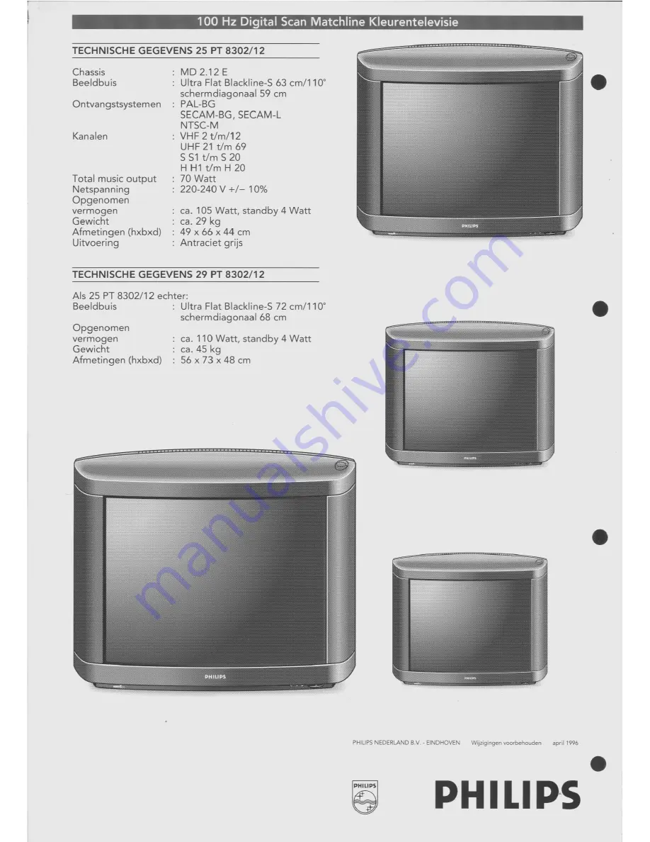 Philips 25PT8302/19 Скачать руководство пользователя страница 4