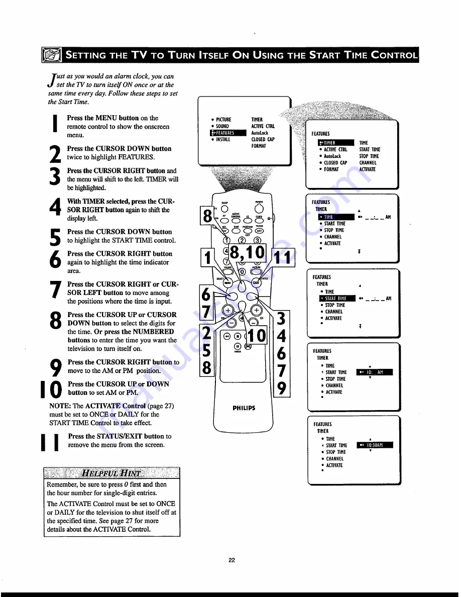 Philips 27PT830H Directions For Use Manual Download Page 22