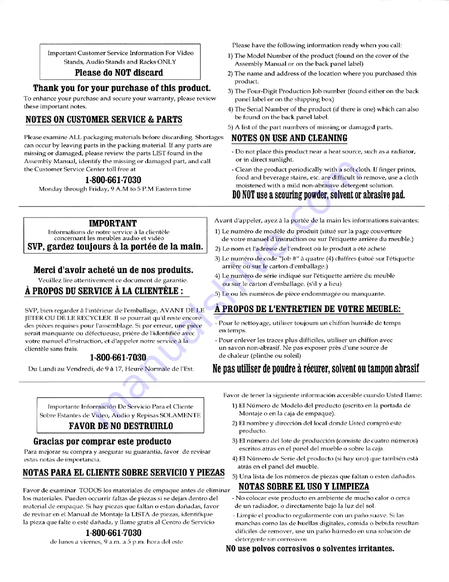 Philips 30-TELEVISION STAND TC309815 Instructions Manual Download Page 2